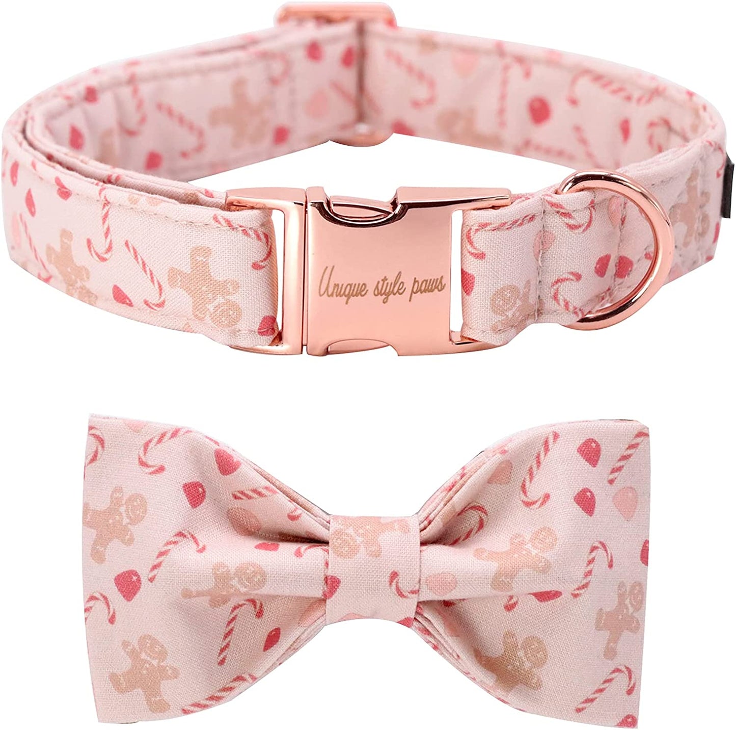 Unique Style Paws Dog Collar, Pet Collar Dog Bowtie Gift for Girl or Boy Dogs, Colorful Adjustable Dog Collar for Medium Dogs Animals & Pet Supplies > Pet Supplies > Dog Supplies > Dog Apparel Unique style paws Gingerbread Man XX-Small