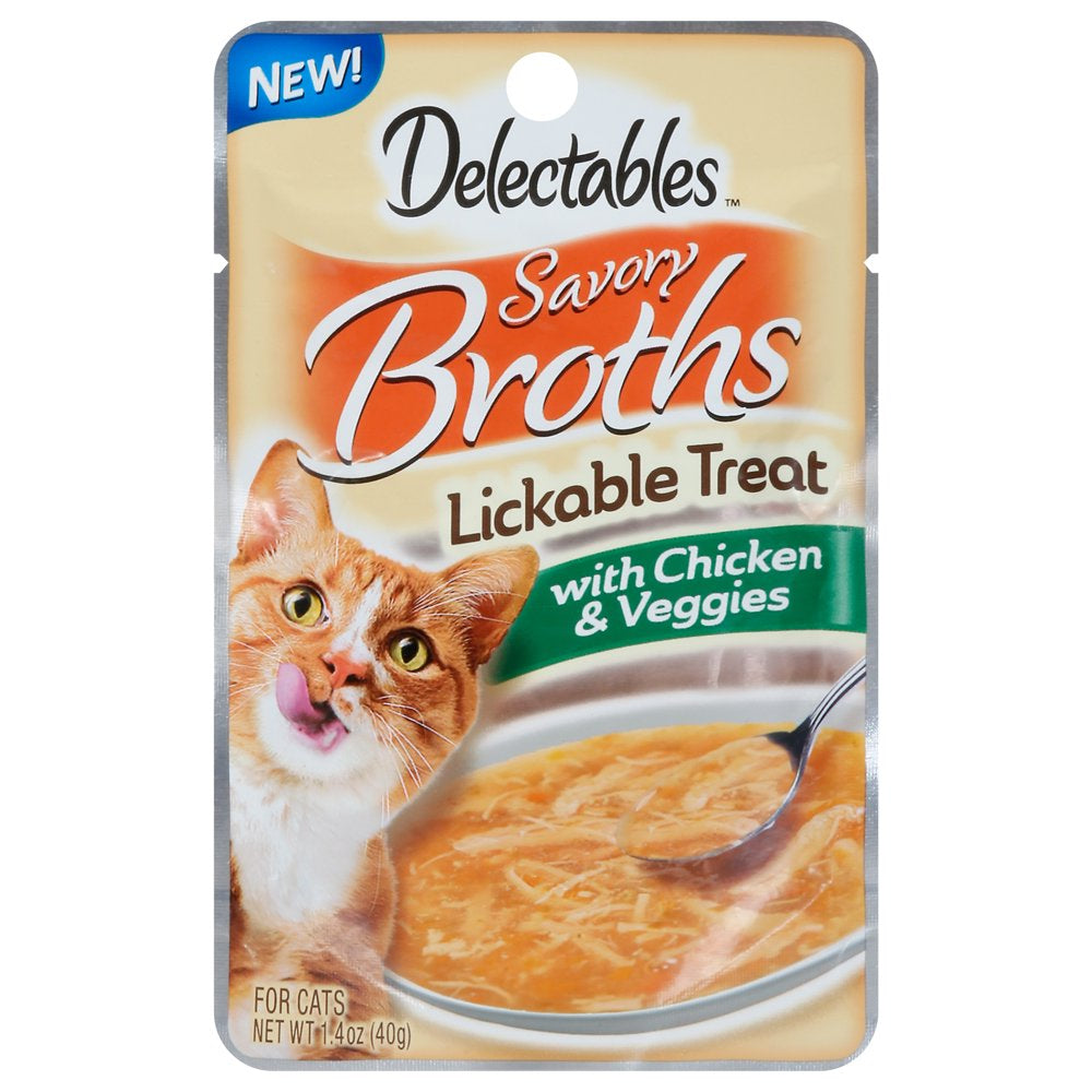 Hartz Delectables Savory Broths Lickable Wet Cat Treats for Adult & Senior Cats, 12 Pack, Chicken and Veggies Animals & Pet Supplies > Pet Supplies > Cat Supplies > Cat Treats The Hartz Mountain Corporation