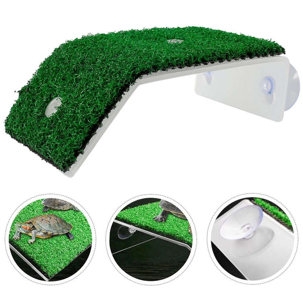 Austok Turtle Basking Platform, Simulation Grass Turtle Ramp for Turtle Tank, Tank Accessories Reptile Climbing Ladder Ramp Resting Terrace,For Reptile Frog Terrapin Animals & Pet Supplies > Pet Supplies > Small Animal Supplies > Small Animal Habitat Accessories Austok S