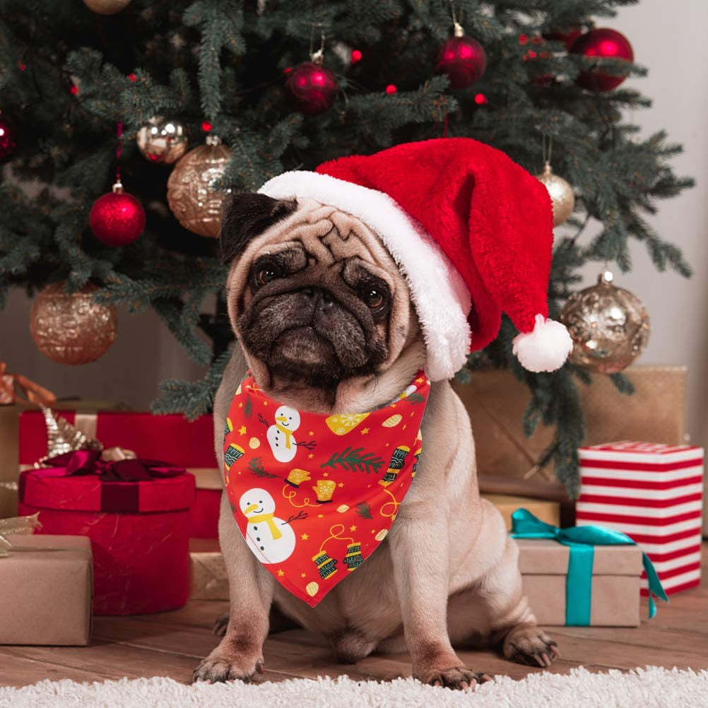 Christmas Dog Bandana 4 Pack Pet Doggy Triangle Scarf Bibs Kerchief Accessories with Christmas Element Patterns for Dogs and Cats Animals & Pet Supplies > Pet Supplies > Dog Supplies > Dog Apparel BBPET