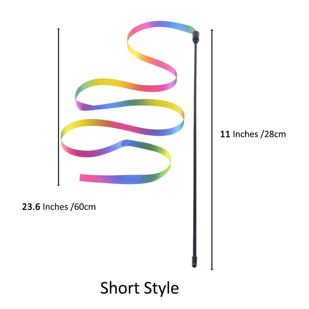 Feelers Interactive Cat Rainbow Wand Toys, Interactive Cat Teaser Wand String, Colorful Ribbon Charmer for Kittens, 2Pcs(60Cm) Animals & Pet Supplies > Pet Supplies > Cat Supplies > Cat Toys Feelers