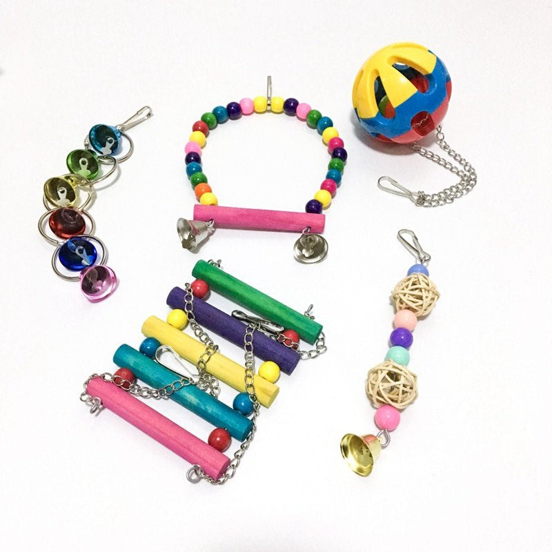 Bird Acrylic Chew Biting Parrot Toy Cage Colorful Hanging Bell Ball Toy with Bells for Parrot Bird Cage Accessries Animals & Pet Supplies > Pet Supplies > Bird Supplies > Bird Toys Ardorlove B