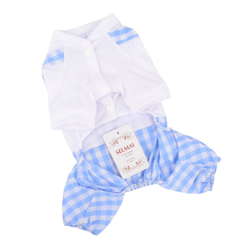 SELMAI Pet Overalls Outfits Puppy Clothes for Small Medium Dogs Boy Girls Summer Shirts with Plaid Pants Jumpsuits One Piece 4 Legs Apparel for Cats Yorkie Chihuahua Animals & Pet Supplies > Pet Supplies > Cat Supplies > Cat Apparel SELMAI