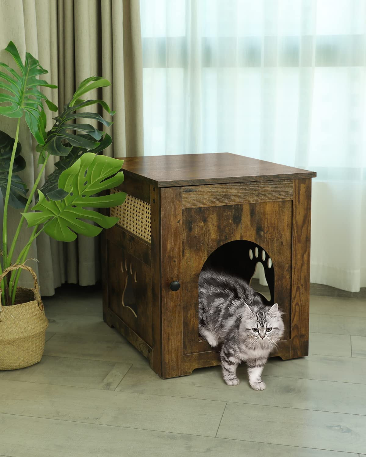 MZDXJ Litter Box Enclosure Furniture - Decorative Cat Litter Box Furniture Hidden with Sturdy Wooden Structure, Easy Assembly Cat Furniture Cabinet(Brown) Animals & Pet Supplies > Pet Supplies > Cat Supplies > Cat Furniture MZDXJ