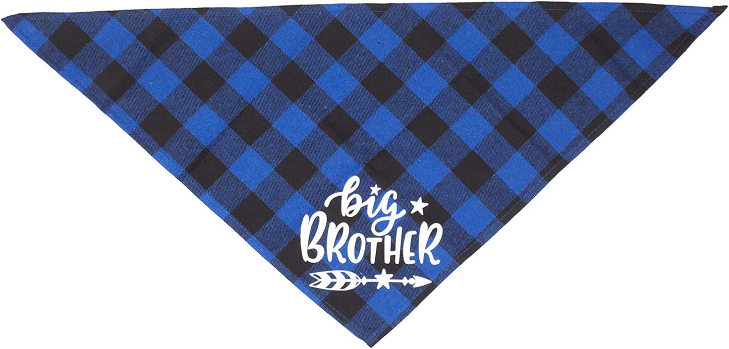 ADOGGYGO 2 Pack Big Sister Brother Dog Bandana Buffalo Plaid Triangle Dog Scarf Pregnancy Announcement Bandana for Small Medium Large Dogs Pets (Big Brother) Animals & Pet Supplies > Pet Supplies > Dog Supplies > Dog Apparel ADOGGYGO
