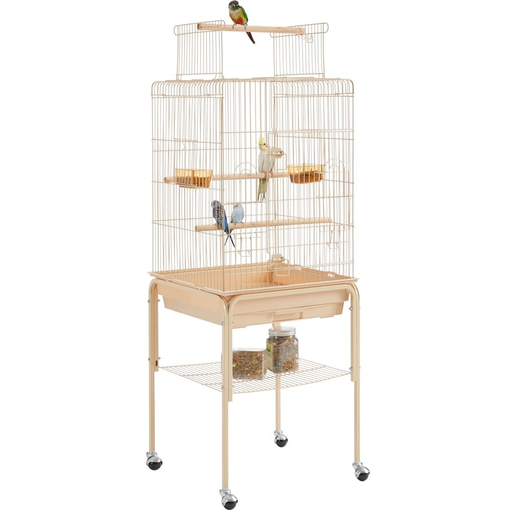 Topeakmart 53.5-Inch Open Top Metal Bird Cage with Detachable Rolling Stand, White Animals & Pet Supplies > Pet Supplies > Bird Supplies > Bird Cages & Stands Topeakmart Almond
