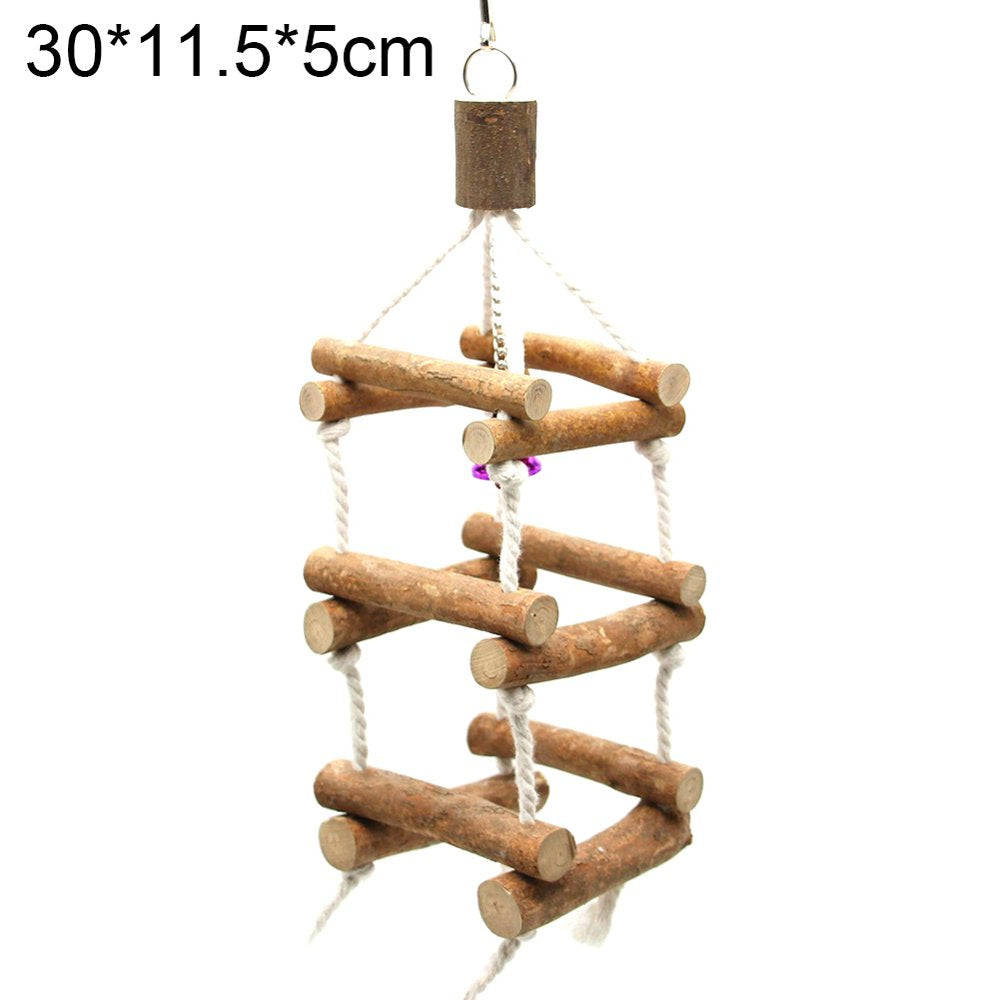 Visland Bird Parakeet Cockatiel Parrot Toys,Natural Wood Hanging Bell Pet Bird Cage Hammock Swing Climbing Ladders Wooden Perch Mirror Chewing Toy Animals & Pet Supplies > Pet Supplies > Bird Supplies > Bird Ladders & Perches Visland
