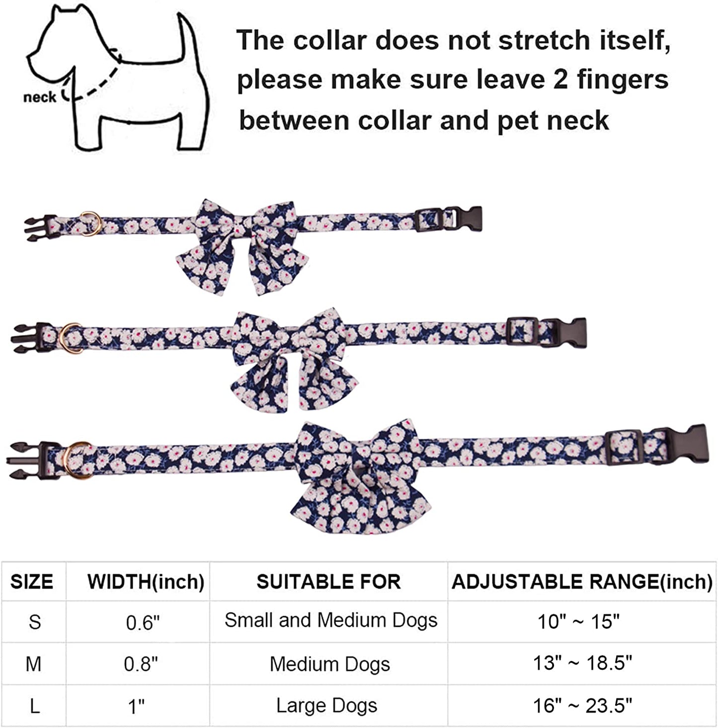 Dog Collar with Bow, Cute Floral Dog Bow Tie Collar, Adjustable Dog Collars for Small Medium Large Dogs Pets (Large, Floral) Animals & Pet Supplies > Pet Supplies > Dog Supplies > Dog Apparel PTDECOR
