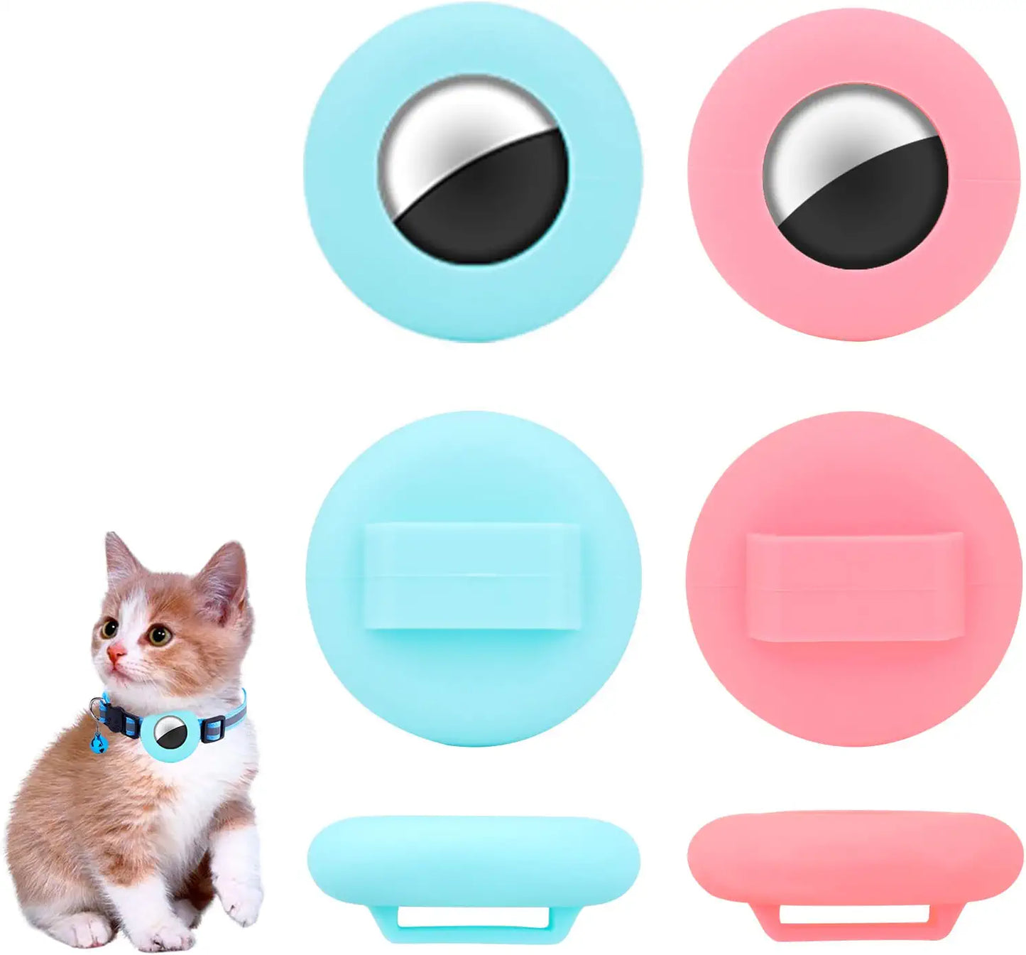 TOYMIS 2 Pcs Pet Collar Holders Compatible with Airtag, Silicone Cat Collar Holder Dog Collar Holder 3/8" Collar Tag Holders for Pets Dog Cat Children Elderly Bags Electronics > GPS Accessories > GPS Cases TOYMIS Pink, Mint Green