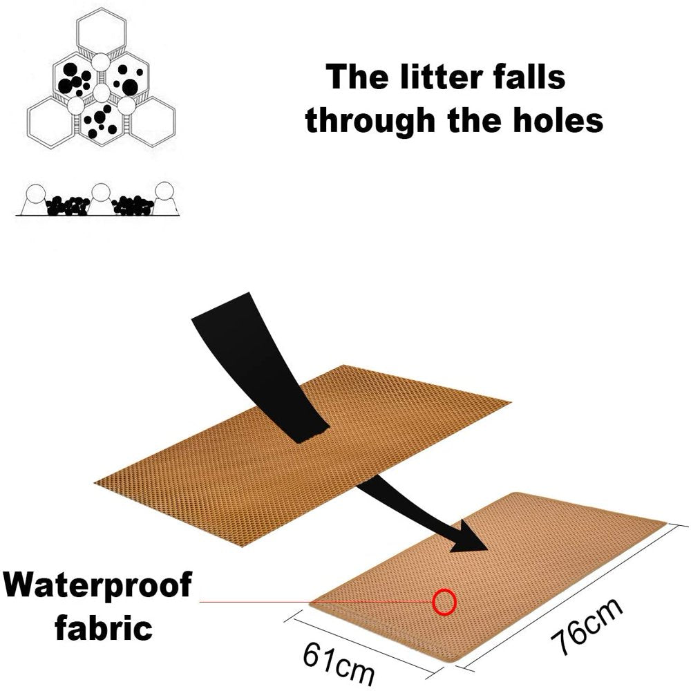 Litter Box Mat, Cat Litter Mat, Litter Box Mat, Honeycomb Design, Litter Box Rug, Waterproof Double Layer Design, Honeycomb Mat, Brown, 76Cm*61Cm Animals & Pet Supplies > Pet Supplies > Cat Supplies > Cat Litter Box Mats XUANYI