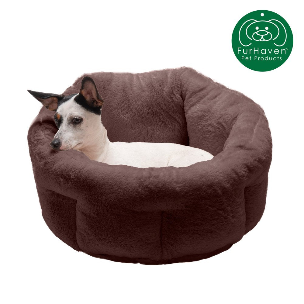 Furhaven | Luxe Fur Warming Hi-Lo Cuddler Bed for Dogs & Cats, Gray, Small Animals & Pet Supplies > Pet Supplies > Cat Supplies > Cat Beds FurHaven Pet S Sable Brown