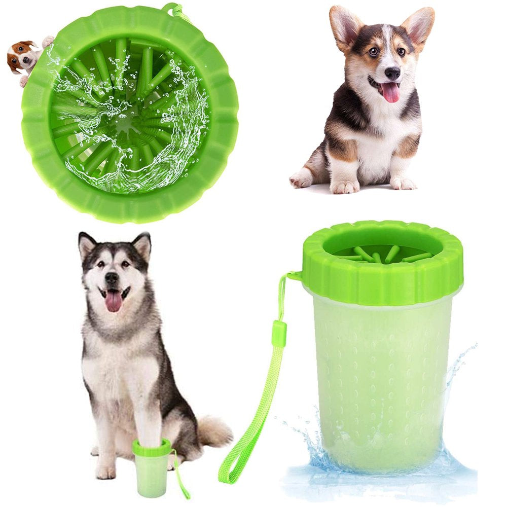 Semfri Dog Paw Cleaner 2 in 1 Silicone Dog Paw Washer Cup Portable Silicone Pet Cleaning Brush Dog Foot Cleaner Animals & Pet Supplies > Pet Supplies > Dog Supplies > Dog Apparel Semfri L Green
