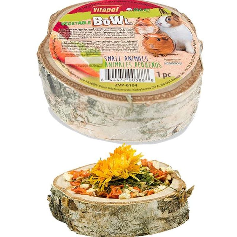 A&E Cage 644148 Vitapol Small Animal Wood Treat Vegtable Bowl - Small Animals & Pet Supplies > Pet Supplies > Bird Supplies > Bird Treats A&E Cage