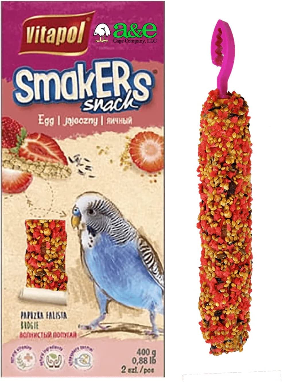 A&E Cage Company Smakers Parakeet Strawberry Treat Sticks Animals & Pet Supplies > Pet Supplies > Bird Supplies > Bird Treats A&E Cage