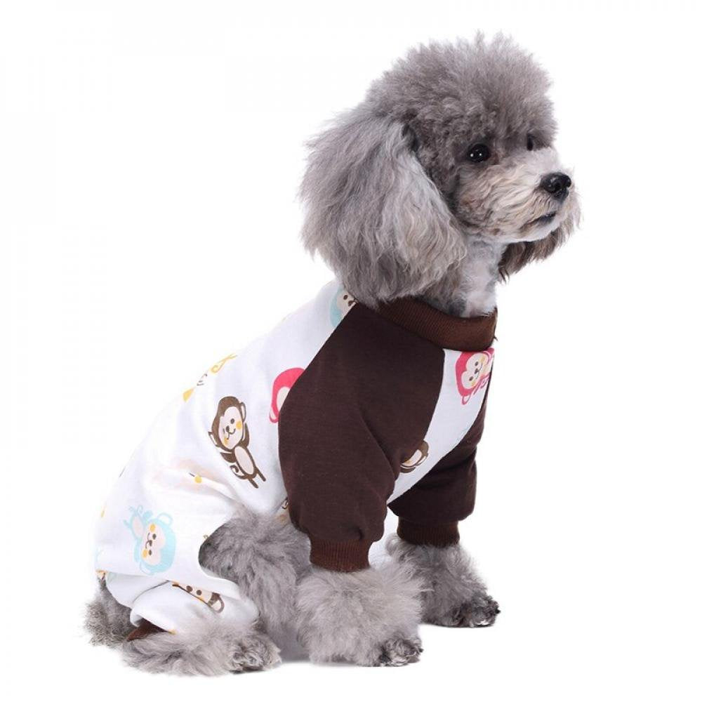Sweetcandy Pet Pajamas for Dogs Pet Dog Pajamas All Seasons Apparel Jumpsuit Cute Monkey Casual Homewear Cotton Outfit Puppy Costume Animals & Pet Supplies > Pet Supplies > Dog Supplies > Dog Apparel SweetCandy