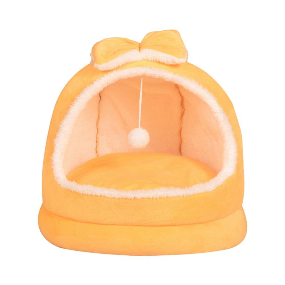 Cat Bed for Indoor Cats, Machine Washable Cat Beds, Cat Beds for Indoor Cats or Small Dogs, Puppy, Kitty, Kitten, Rabbit, Anti-Slip Bottom Animals & Pet Supplies > Pet Supplies > Cat Supplies > Cat Beds Morefun L Yellow