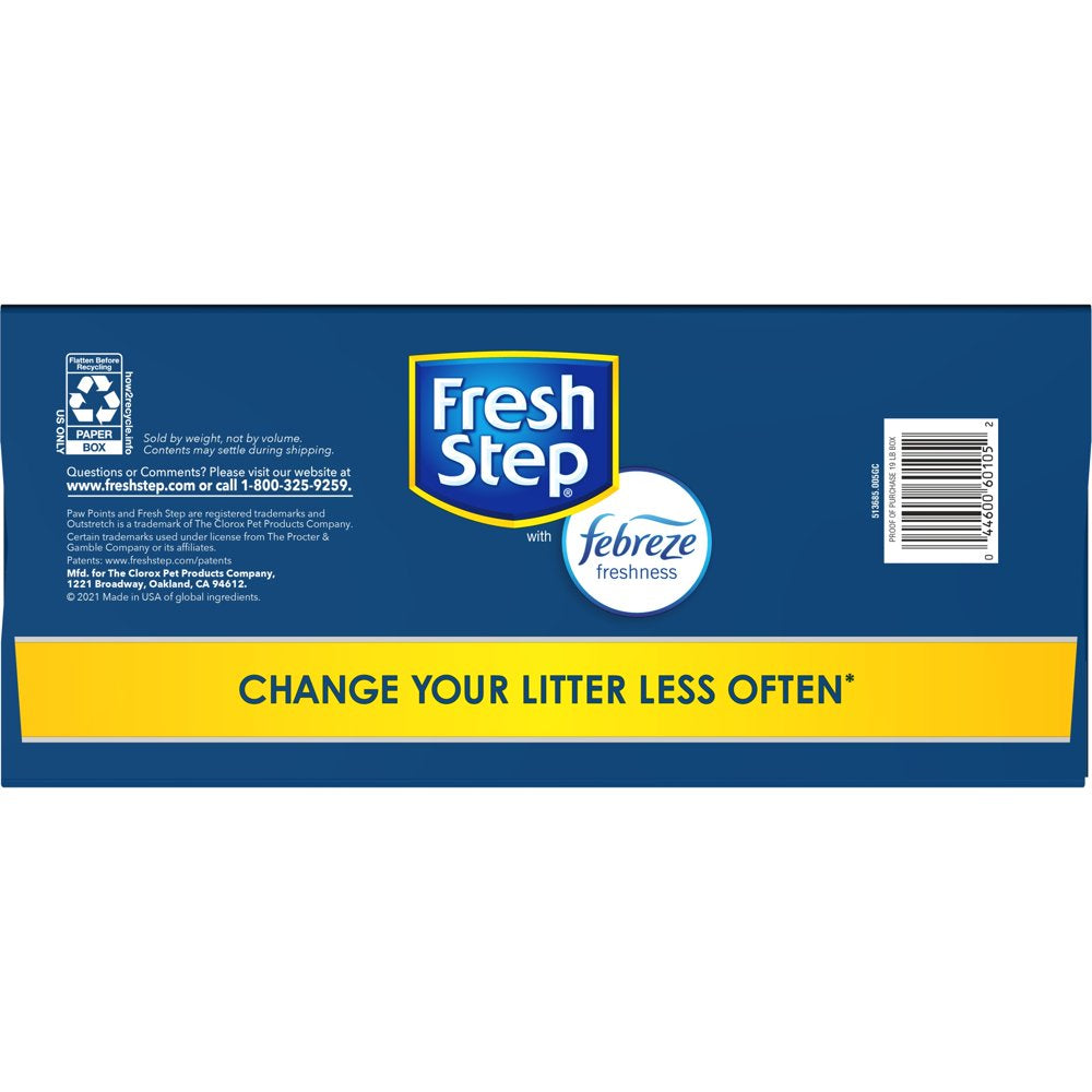 Fresh Step Outstretch Long Lasting Concentrated Clumping Cat Litter with Febreze Freshness, 19 Lbs Animals & Pet Supplies > Pet Supplies > Cat Supplies > Cat Litter The Clorox Company