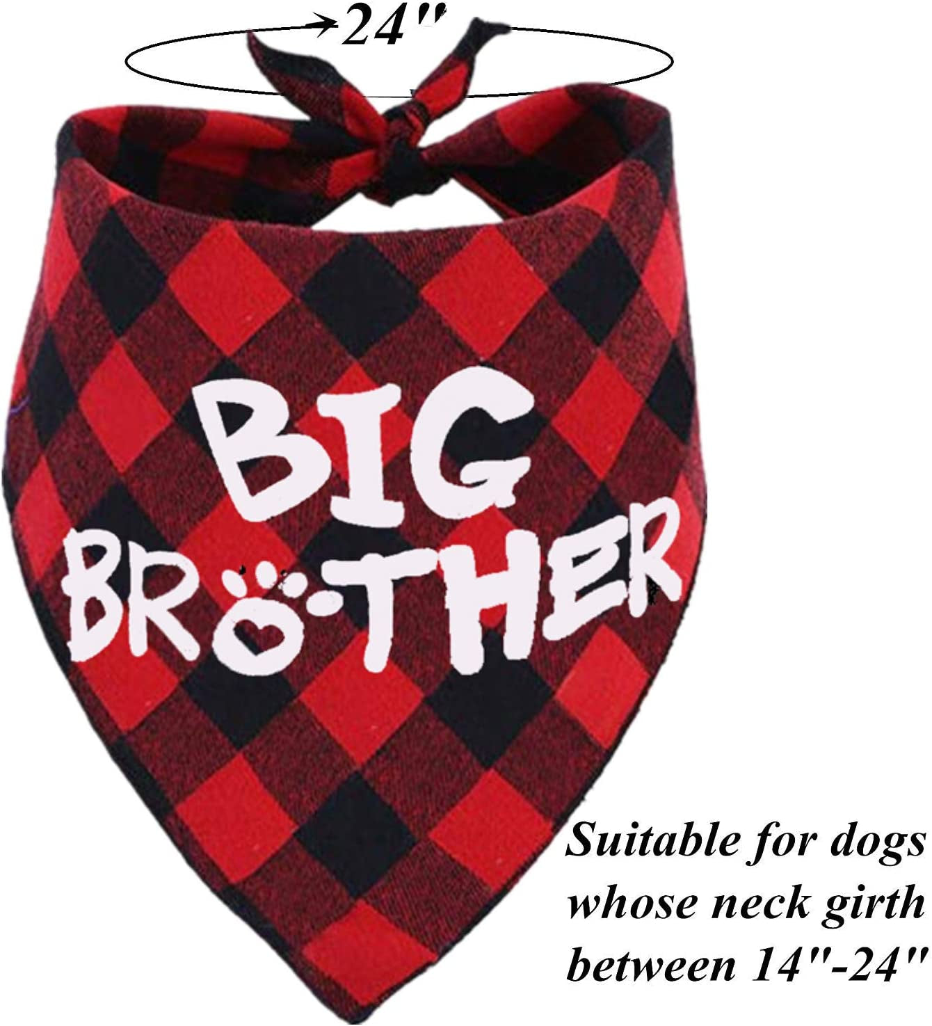 Big Brother Dog Bandana,Buffalo Plaid Pet Pregnancy Announcement Scarf Animals & Pet Supplies > Pet Supplies > Dog Supplies > Dog Apparel JPB