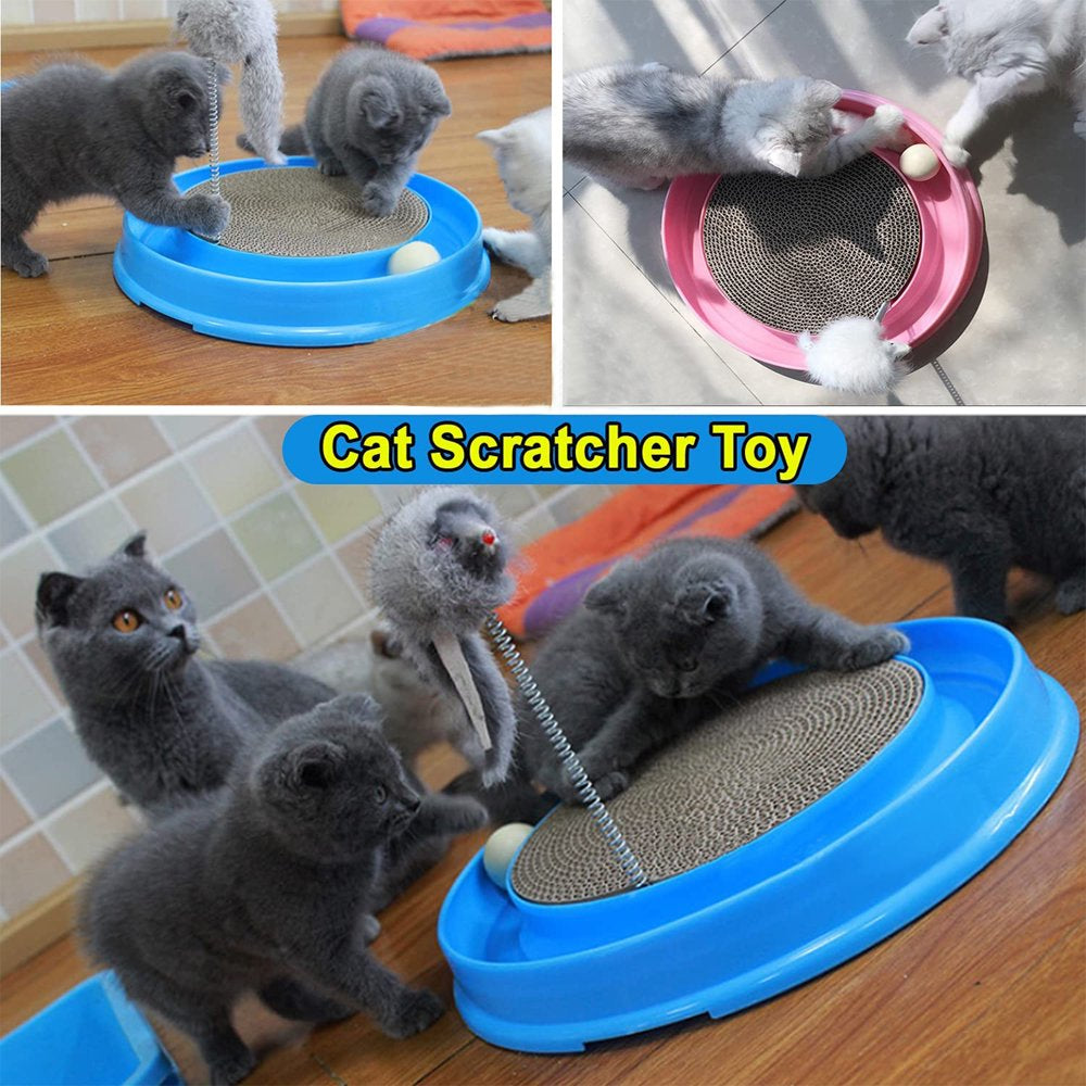 SEMFRI Cat Scratcher Toy Cat Toy Scratch Pad Scratching Toy Post Pad Interactive Training Exercise Mouse Play Toy with Ball Blue Animals & Pet Supplies > Pet Supplies > Cat Supplies > Cat Toys semfri