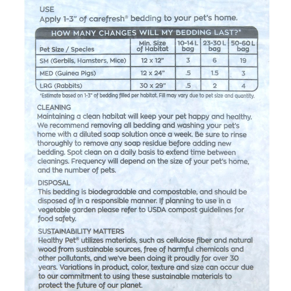 Carefresh Small Pet Soft Paper Bedding, Natural, 60L Animals & Pet Supplies > Pet Supplies > Small Animal Supplies > Small Animal Bedding Healthy Pet