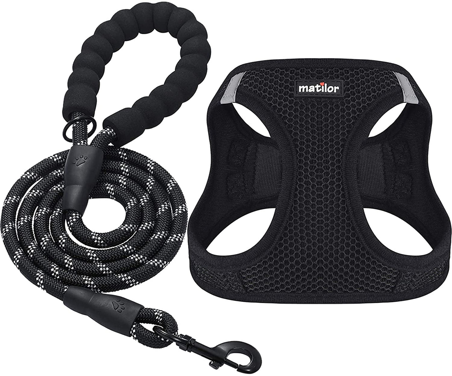 Matilor Dog Harness Step-In Breathable Puppy Cat Dog Vest Harnesses for Small Medium Dogs Animals & Pet Supplies > Pet Supplies > Dog Supplies > Dog Apparel matilor Black L (Chest 17''-20'', Weight 14-19 lb)