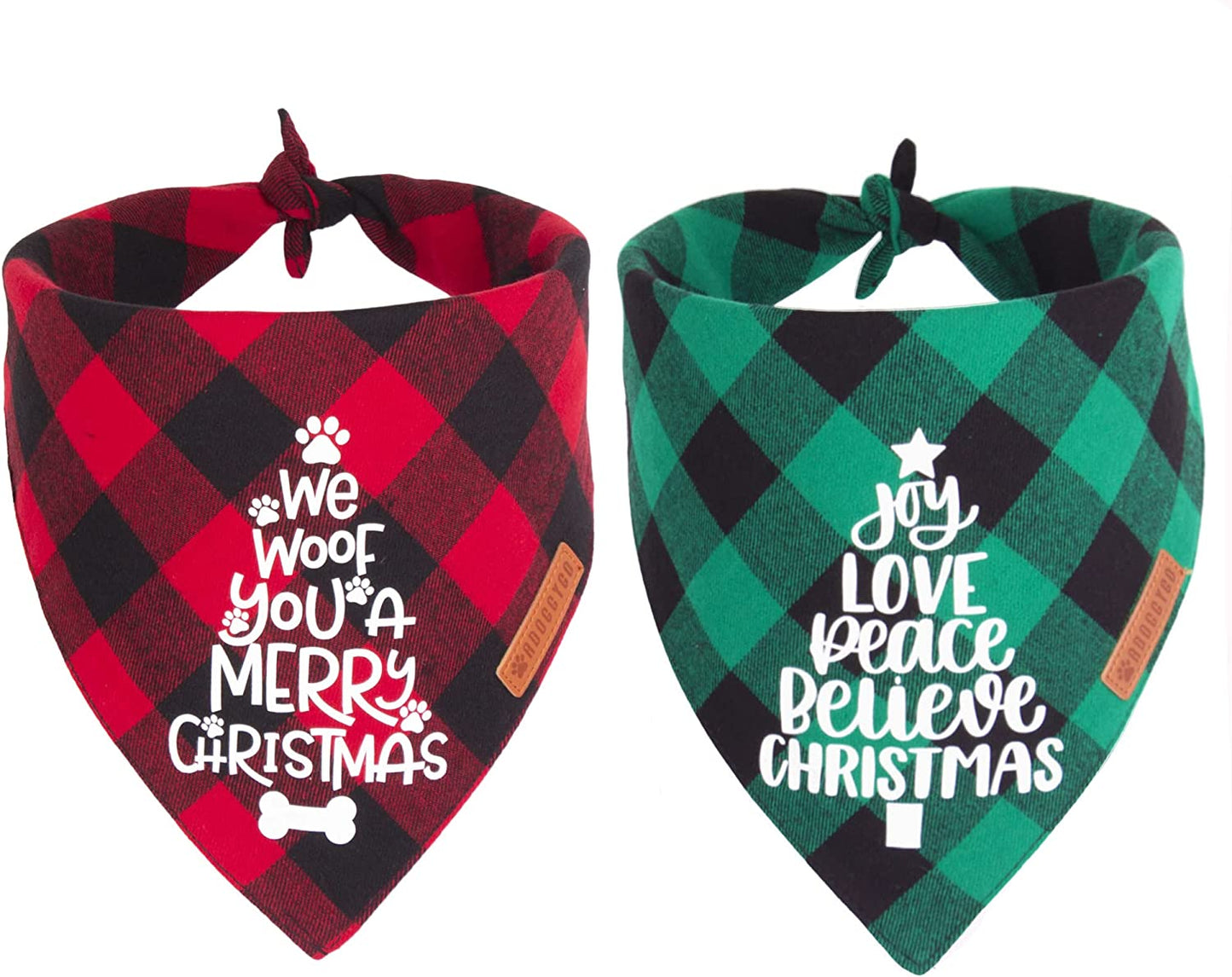 Adoggygo Christmas Dog Bandanas, Red Green Plaid Dog Christmas Scarf Bib, Multiple Sizes Offered, Merry Christmas Bandanas for Large X-Large Dogs Pets (X-Large, Red&Green) Animals & Pet Supplies > Pet Supplies > Dog Supplies > Dog Apparel ADOGGYGO Red&Green-3 Large