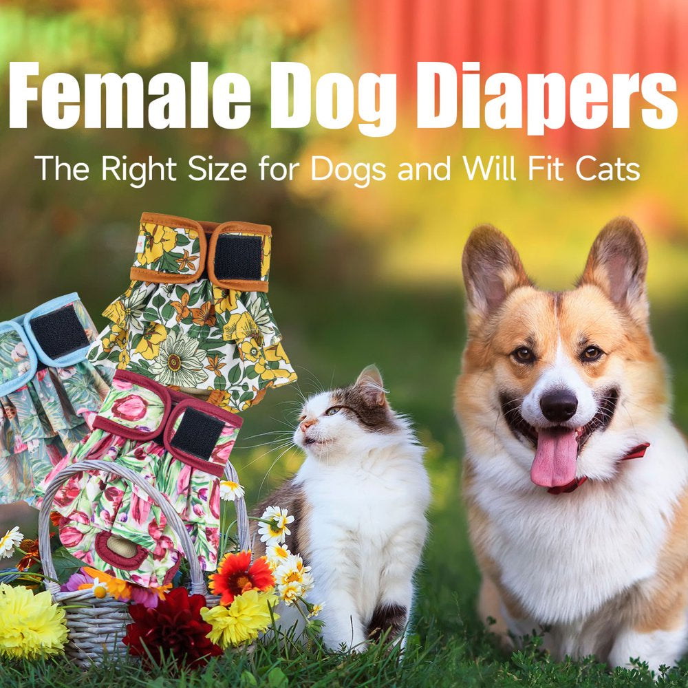 Langsprit Washable Female Dog Diapers (3 Pack) - Reusable Dog Diapers for Female Dogs - Highly Absorbent Dog Dresses for Dogs in Period,Heat or Excitable Urination(Medium) Animals & Pet Supplies > Pet Supplies > Dog Supplies > Dog Diaper Pads & Liners L3-MGQZ-HHM