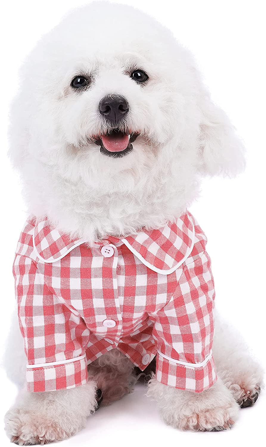 Knuffelen Dog Shirt Cotton Plaid Pajamas Puppy Clothes for Small Dogs Cats Stylish Pet Pjs Sleepwear Soft Breathable Pink S Animals & Pet Supplies > Pet Supplies > Dog Supplies > Dog Apparel Knuffelen Pink Medium