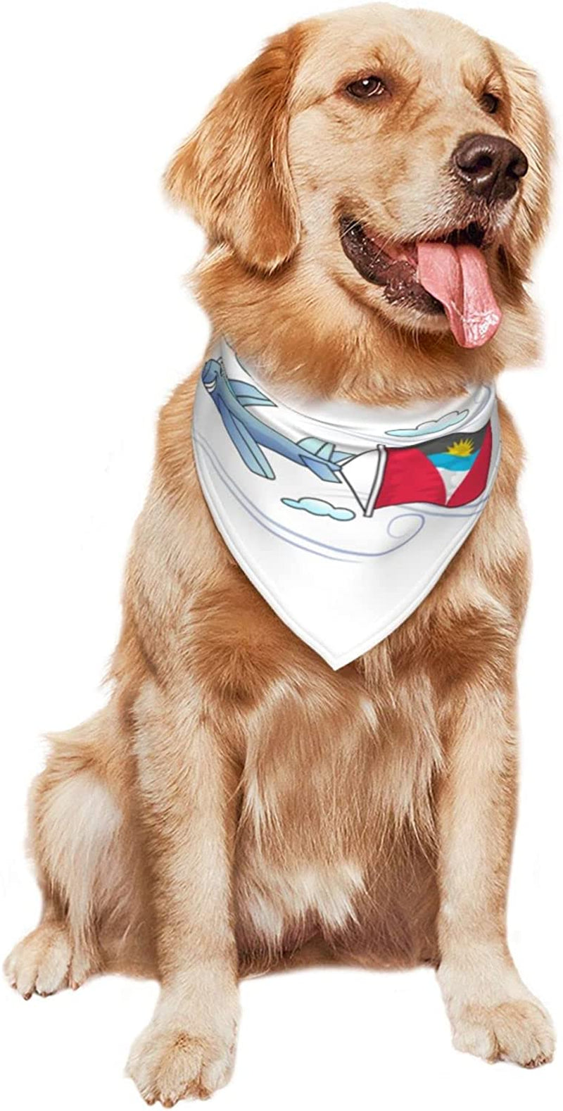 Airplane with Flag Antigua and Pet Dog and Cat Decorative Triangle Scarf,Dog Bandana,Breathable and Stain Resistant. Animals & Pet Supplies > Pet Supplies > Dog Supplies > Dog Apparel ZALTAS