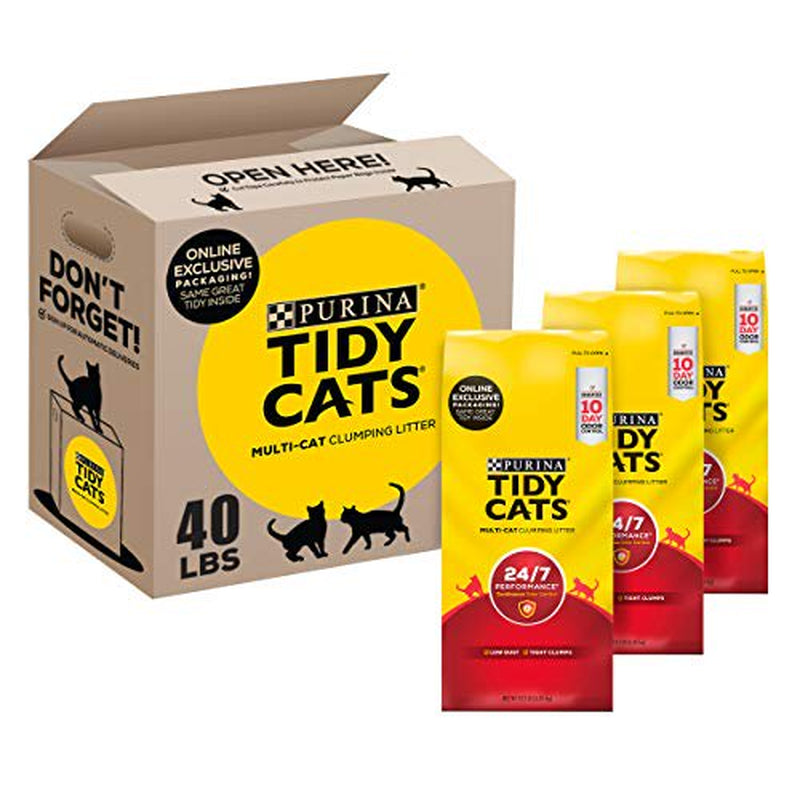 Tidy Cats Clumping Cat Litter, 24/7 Performance, Clay Cat Litter, Recyclable Box - (3) 13.33 Lb. Bags Animals & Pet Supplies > Pet Supplies > Cat Supplies > Cat Litter Tidy Cats