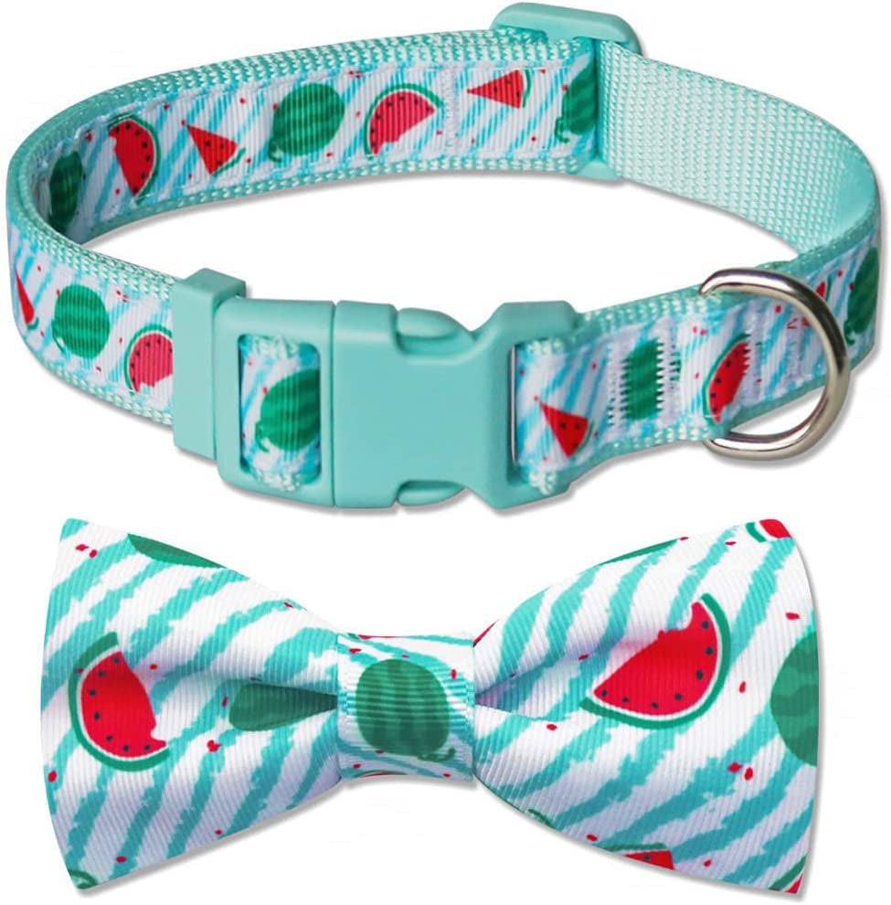 Azuza Dog Collar Bow Tie, Lovely Pink Dog Collars with Bowtie for Extra Small Dogs Animals & Pet Supplies > Pet Supplies > Dog Supplies > Dog Apparel azuza D#Fruit-Watermelon XS - Neck:8 -12inch (Pack of 1)