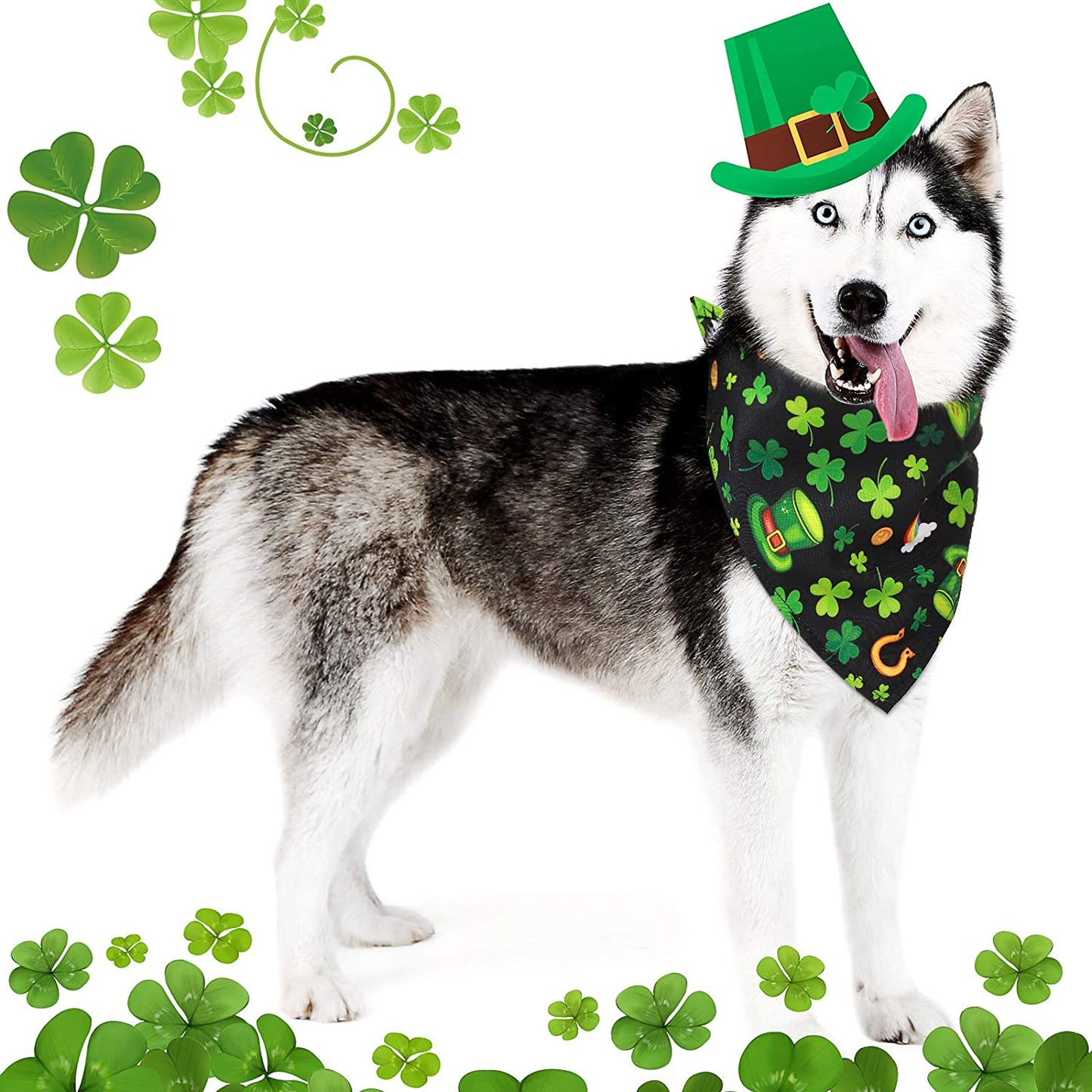 6 Pieces St. Patrick'S Day Dog Bandana Reversible Triangle Bibs Dog Scarf Neckerchief Lucky Shamrock Bandanna for Pets Dogs Cats Animals, 6 Styles Animals & Pet Supplies > Pet Supplies > Dog Supplies > Dog Apparel Geyoga