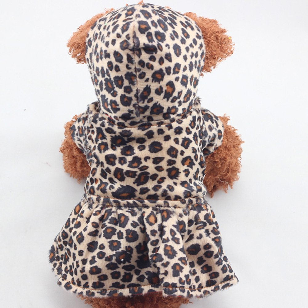 Cozy Reversible Dog Vest, Pets Dog Leopard Dress Coats, Winter Coat Warm Dog Apparel, Cold Weather Dog Jacket with Button Close, Cute Dog Hoody Dress Dog Clothes, Cotton Pet Dress for Dog Coat, XS-XL Animals & Pet Supplies > Pet Supplies > Dog Supplies > Dog Apparel LINKABC