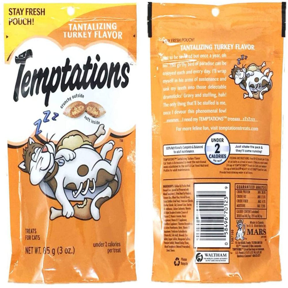 Temptations Cat Treats Variety Pack Bundle of 4 Flavor Pouches (Rockin? Lobster, Shrimpy Shrimp, Tempting Tuna, Tantalizing Turkey; 3 Oz Each) Animals & Pet Supplies > Pet Supplies > Cat Supplies > Cat Treats Temptations