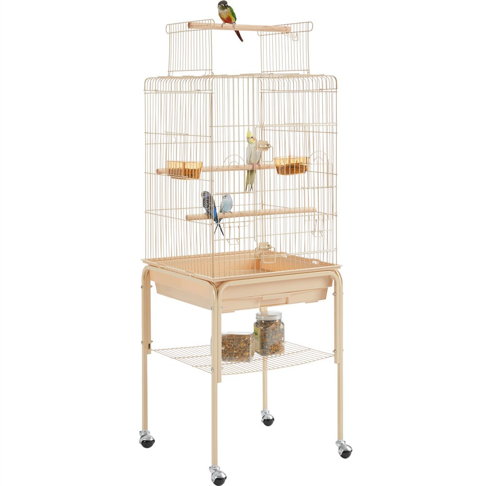 Smilemart 53.5" Metal Rolling Bird Cage with Play Top Stand, Black Animals & Pet Supplies > Pet Supplies > Bird Supplies > Bird Cages & Stands SmileMart Almond
