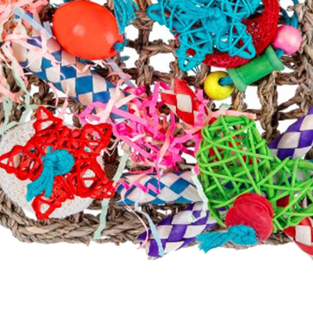 Pet Bird Foraging Wall Toy Colorful Parrot Chewing Toy Hanging Hook Cage Accessories Climbing Woven Mat for Finches Birds Parakeet Animals & Pet Supplies > Pet Supplies > Bird Supplies > Bird Cage Accessories perfk