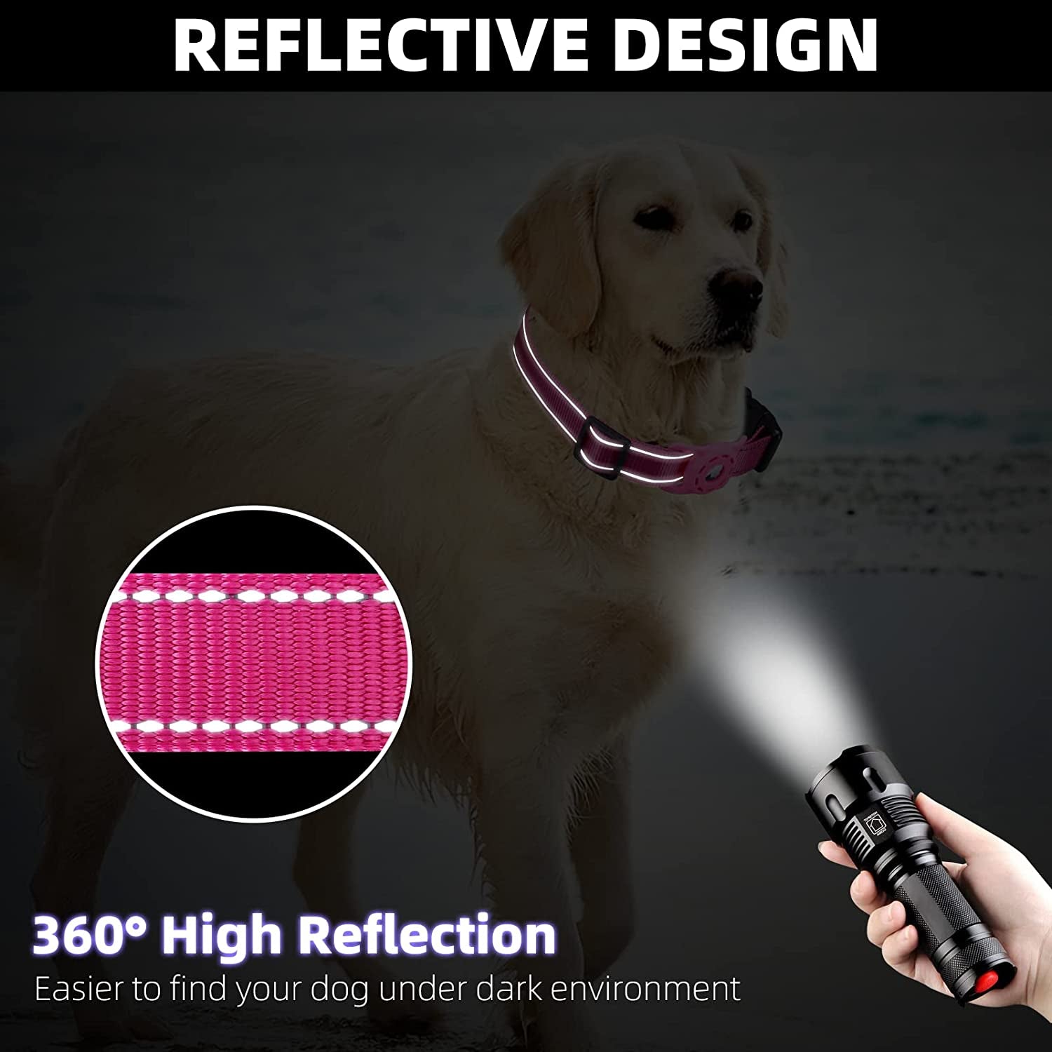 KONITY Reflective Airtag Dog Collar, Compatible with Apple Airtag, Nylon Pet Cat Puppy Collar with Silicone Airtag Holder for Small Medium Large Dogs Electronics > GPS Accessories > GPS Cases Konity   