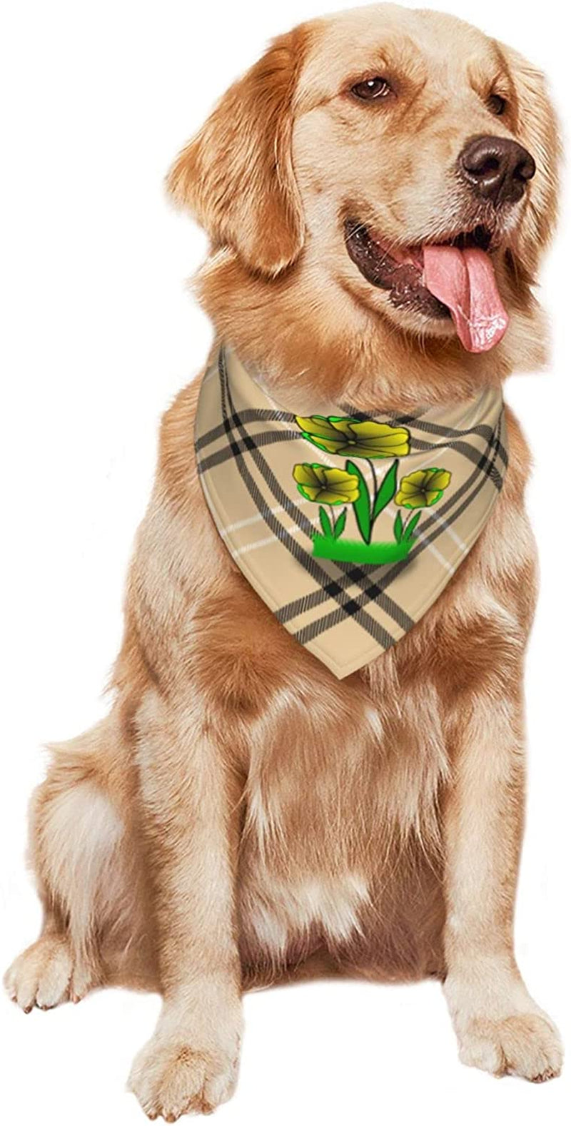 Yellow Flower Green Leaves with Pet Dog and Cat Decorative Triangle Scarf,Dog Bandana,Breathable and Stain Resistant. Animals & Pet Supplies > Pet Supplies > Dog Supplies > Dog Apparel ZALTAS