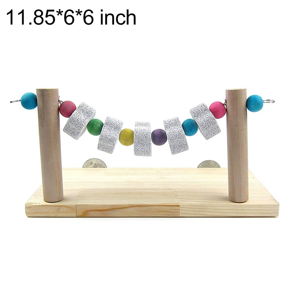 Jiaqi Pet Bird Parrot Wood Stand Platform Molar Mineral Stone Cage Mounted Chew Toy Animals & Pet Supplies > Pet Supplies > Bird Supplies > Bird Toys JiaQi