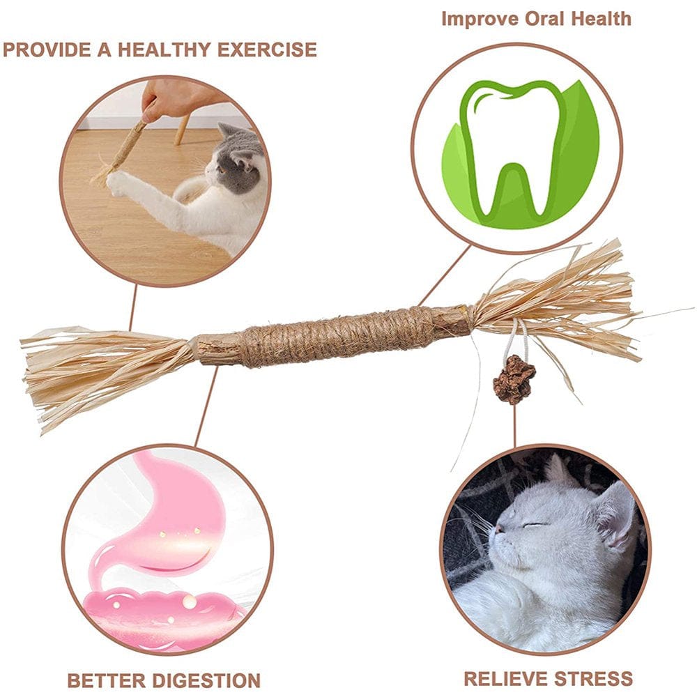 Abenow 2PCS Cat Toys Kitten Teething Chew Toys Natural Chew Sticks for Pet Teeth Cleaning Animals & Pet Supplies > Pet Supplies > Cat Supplies > Cat Toys Abenow