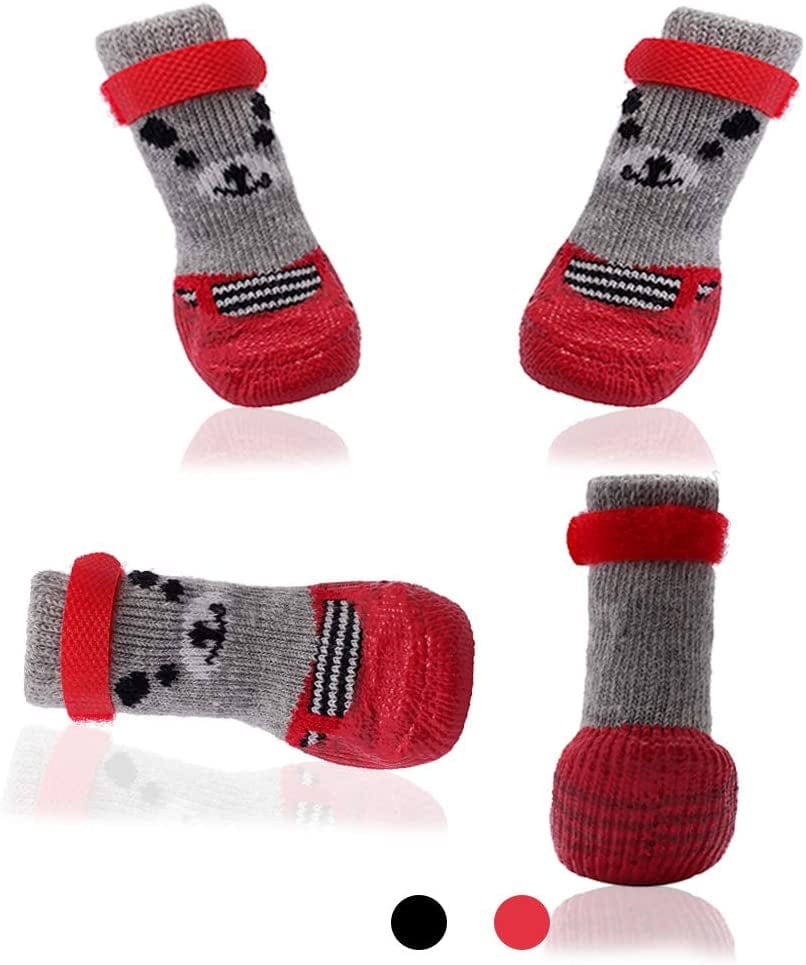 Ablepet Dog Boots Waterproof Shoes Breathable Socks, with Anti-Slip Sole and Adjustable Magic Tape All Weather Protect Paws Only Fit for Small Dog(4Pcs)(Black, XS) Animals & Pet Supplies > Pet Supplies > Dog Supplies > Dog Apparel AblePet Red S