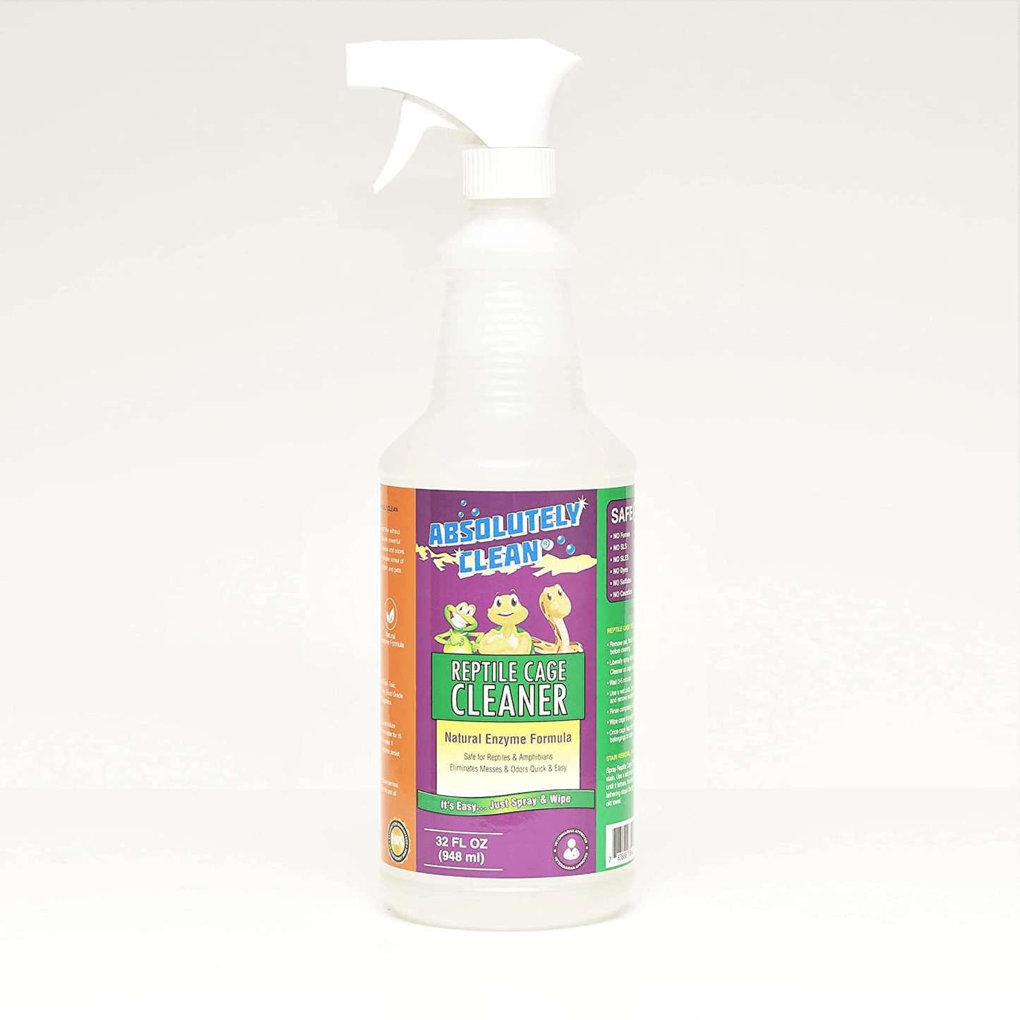 Absolutely Clean Amazing Reptile & Amphibian Terrarium Cleaner and Deodorizer - Just Spray/Wipe - Safely & Easily Removes Reptile & Amphibian Messes - USA Made Animals & Pet Supplies > Pet Supplies > Reptile & Amphibian Supplies > Reptile & Amphibian Habitats Absolutely Clean 32oz Spray Bottle - Save 25%