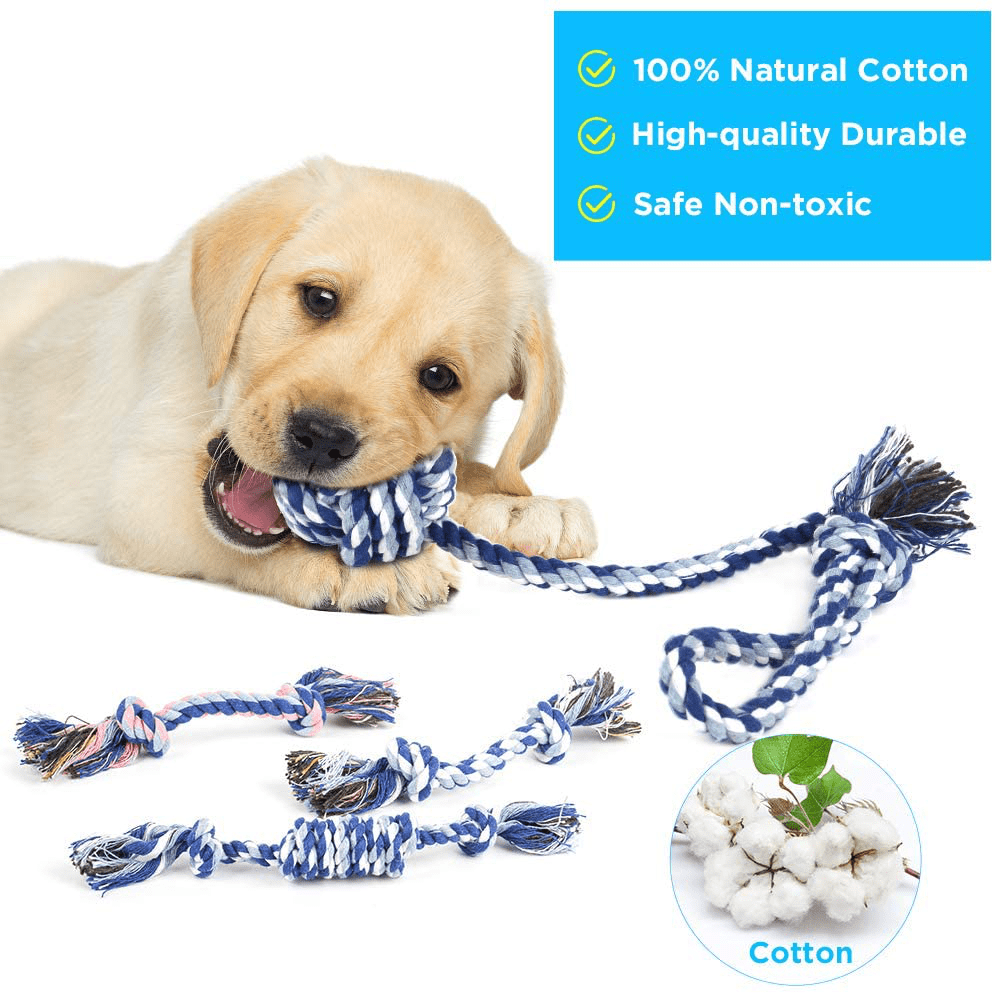 ABTOR Puppy Teething Chew Toys, 12 Pack Squeaky Dog Toys Stuffed Plush Puppy Toys, 100% Natural Cotton Rope Interactive Cute and Safe Non-Toxic Dog Chew Toys for Small/Medium Dogs Animals & Pet Supplies > Pet Supplies > Dog Supplies > Dog Toys ABTOR