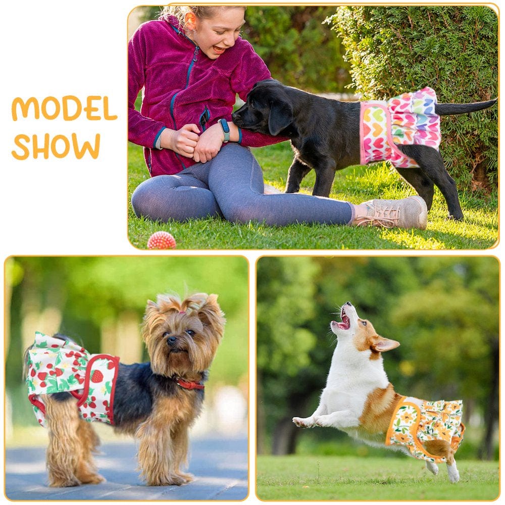 ABUKY Washable Female Dog Diapers (3 Pack) - Reusable Dog Diapers for Female Dogs - Highly Absorbent Dog Dresses for Dogs in Period,Heat or Excitable Urination Animals & Pet Supplies > Pet Supplies > Dog Supplies > Dog Diaper Pads & Liners ABUKY