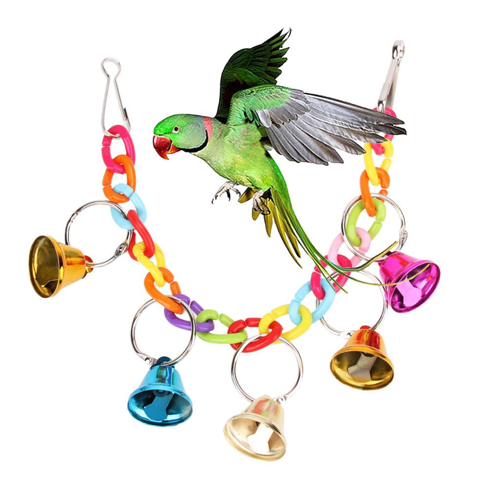 Meidiya 2Pcs Bird Parrot Ringer Bells Toys,Bird Colourful Hanging Swing Bridge Ladder Pet Hamster Parrot Acrylic Chew Perch Metal Bell Birds Toy Lovebird Cage Accessories Animals & Pet Supplies > Pet Supplies > Bird Supplies > Bird Ladders & Perches Meidiya