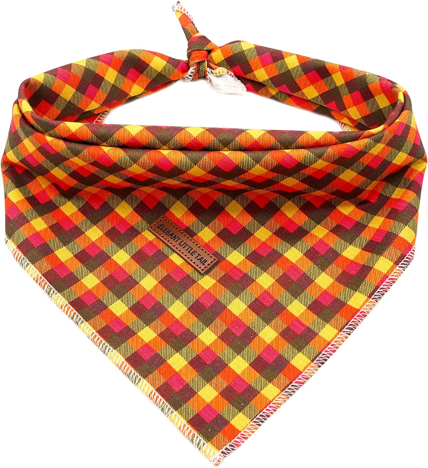 Elegant Little Tail Dog Bandana, Halloween Pumpkin Girl Boy Dog Bandanas for Small Medium Large Dogs Washable Square Dog Scarf Adjustable Dog Kerchief Animals & Pet Supplies > Pet Supplies > Dog Supplies > Dog Apparel Elegant little tail Yellow Plaid Small (Pack of 1)