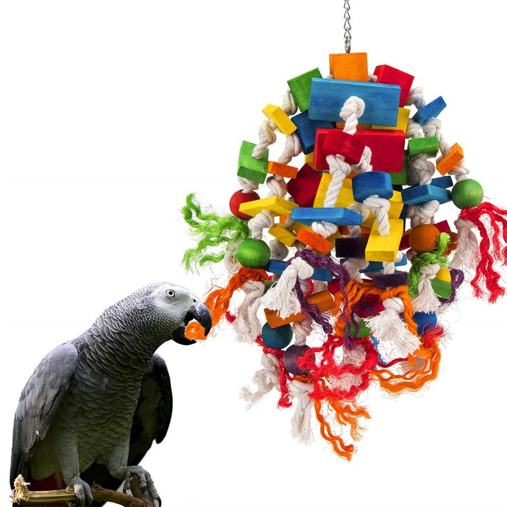 Extra Large Bird Parrot Toys - Multicolored Wooden Blocks Tearing Toys for Birds Suggested for Cockatoos African Grey Macaws, and a Variety of Parrots Animals & Pet Supplies > Pet Supplies > Bird Supplies > Bird Toys LJ A
