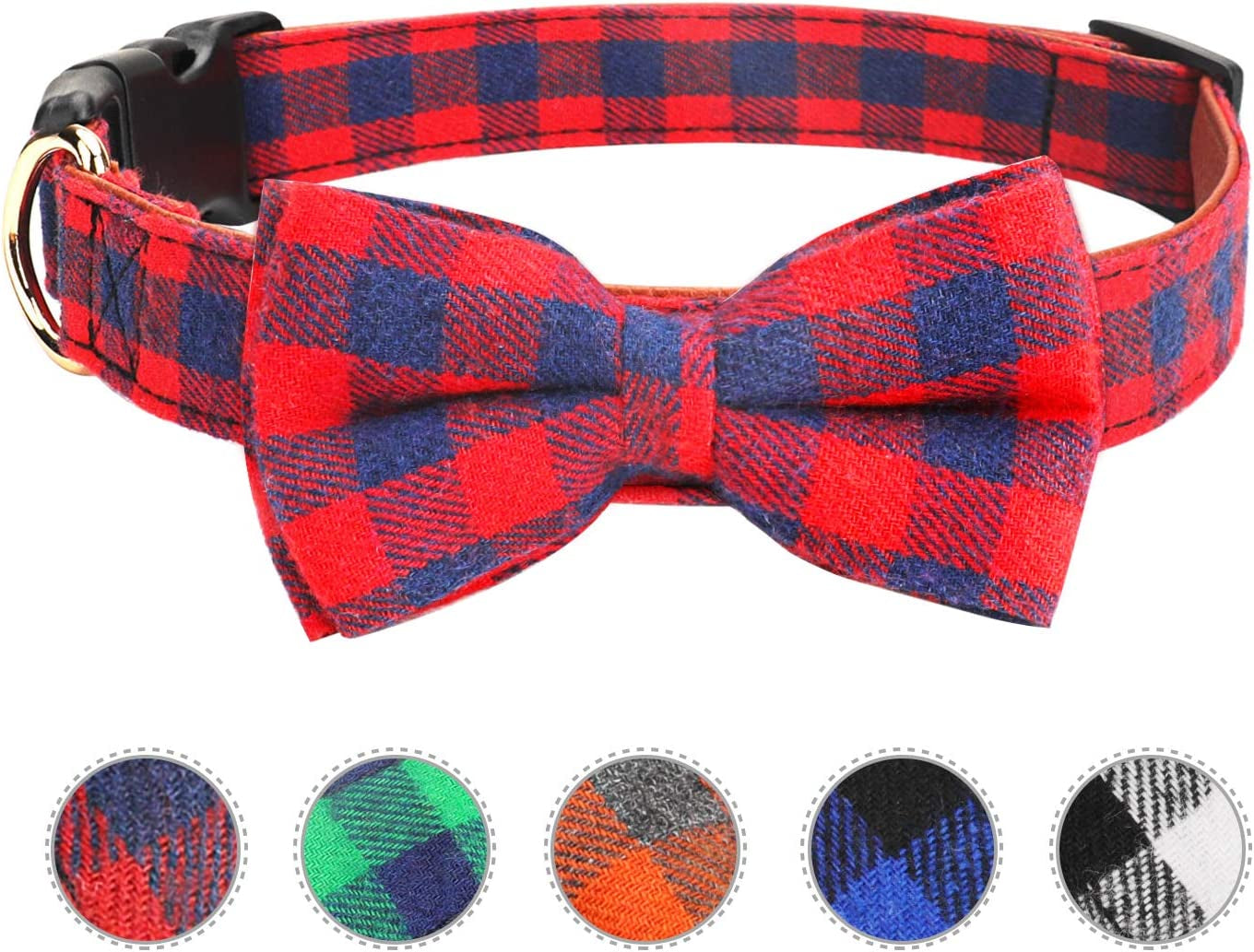 Dog Bow Tie, Vaburs Dog Cat Collar with Bow Tie Buckle Light Plaid Dog Collar for Dogs Cats Pets Soft Comfortable,Adjustable (S, Green) Animals & Pet Supplies > Pet Supplies > Dog Supplies > Dog Apparel Vaburs Red Large