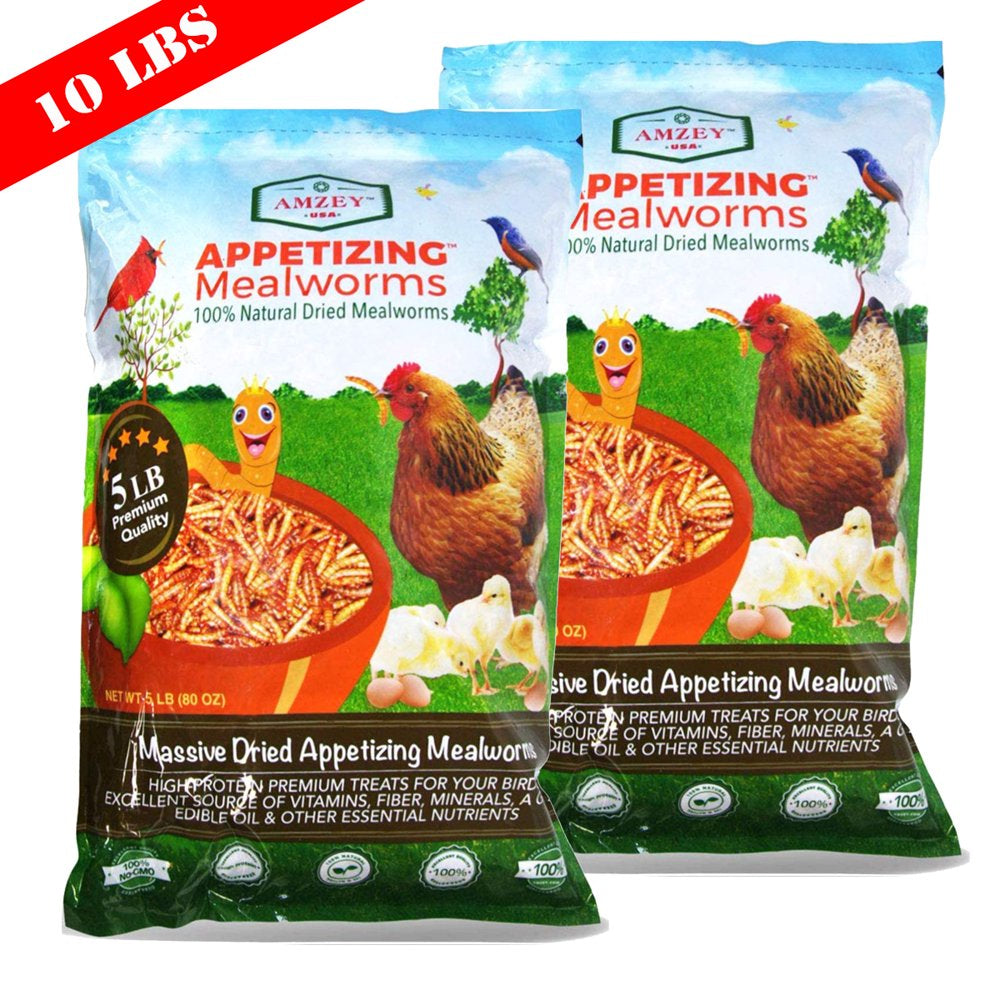 Amzey Freeze-Dried Appetizing Mealworms, 100% Natural Non GMO, Bird Food, Chickens Treats, Parakeet Food, Wild Birds Food, 22 Lbs(11 Lb/2Bags) Animals & Pet Supplies > Pet Supplies > Bird Supplies > Bird Food Amzey 10 lbs