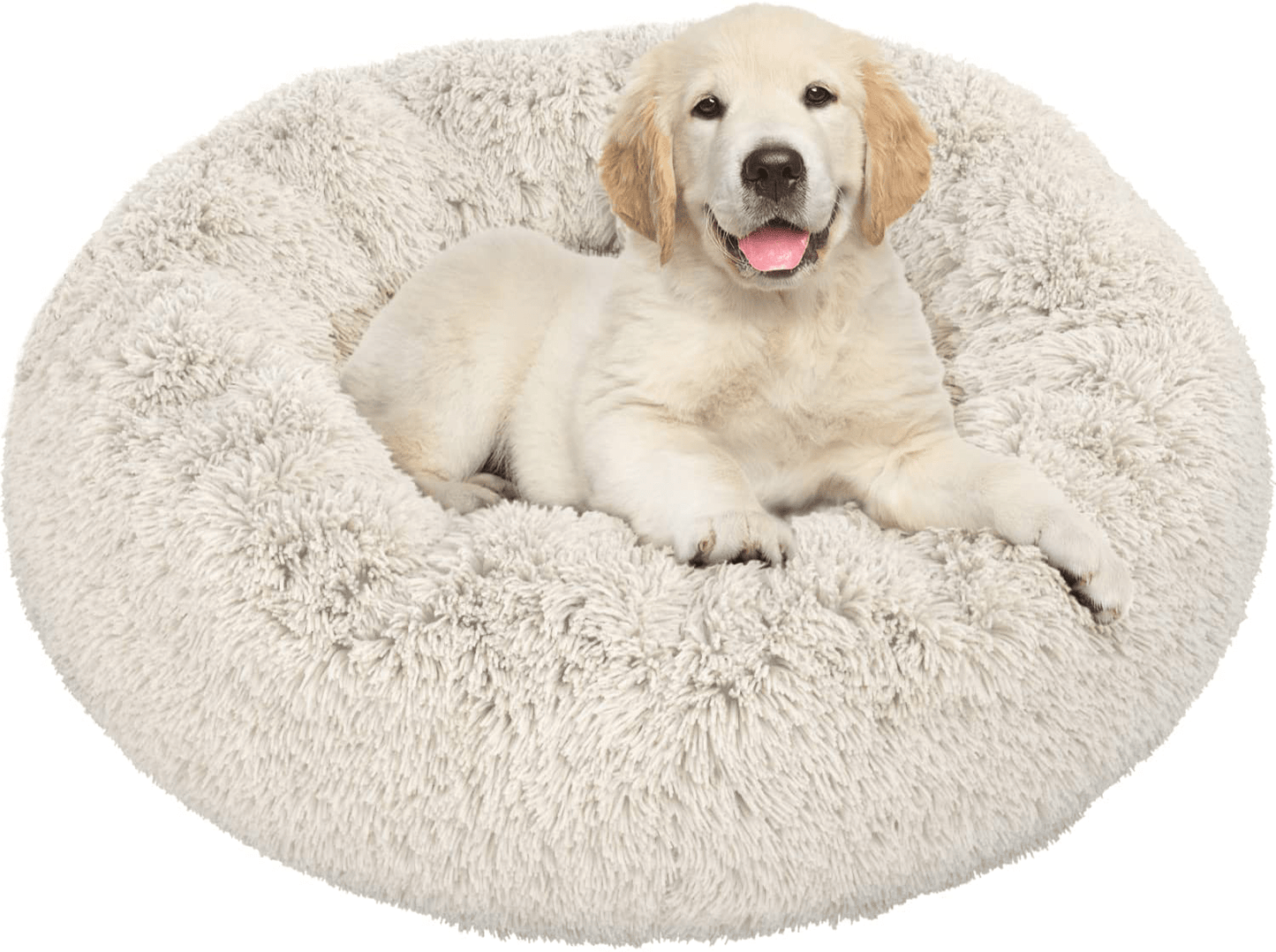 Active Pets Plush Calming Dog Bed, Donut Dog Bed for Small Dogs, Medium & Large, anti Anxiety Dog Bed, Soft Fuzzy Calming Bed for Dogs & Cats, Comfy Cat Bed, Marshmallow Cuddler Nest Calming Pet Bed Animals & Pet Supplies > Pet Supplies > Cat Supplies > Cat Beds Active Pets Beige Small 23"